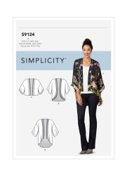 9124 K SIMPLICITY EASY KIMONO JACKET CROPPED OR NOT PATTERN XXS-XXL 4-26 UNCUT